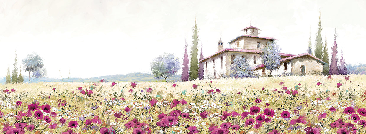 Tuscany Poppies handcrafted art work on canvas or framed canvas prints by The Macneil Studio