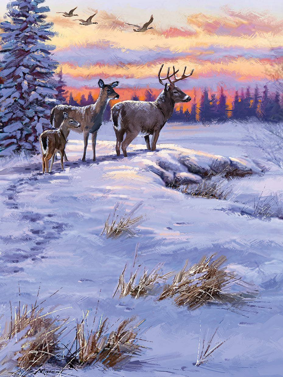 Stag Family handcrafted art work on canvas or framed canvas prints by The Macneil Studio