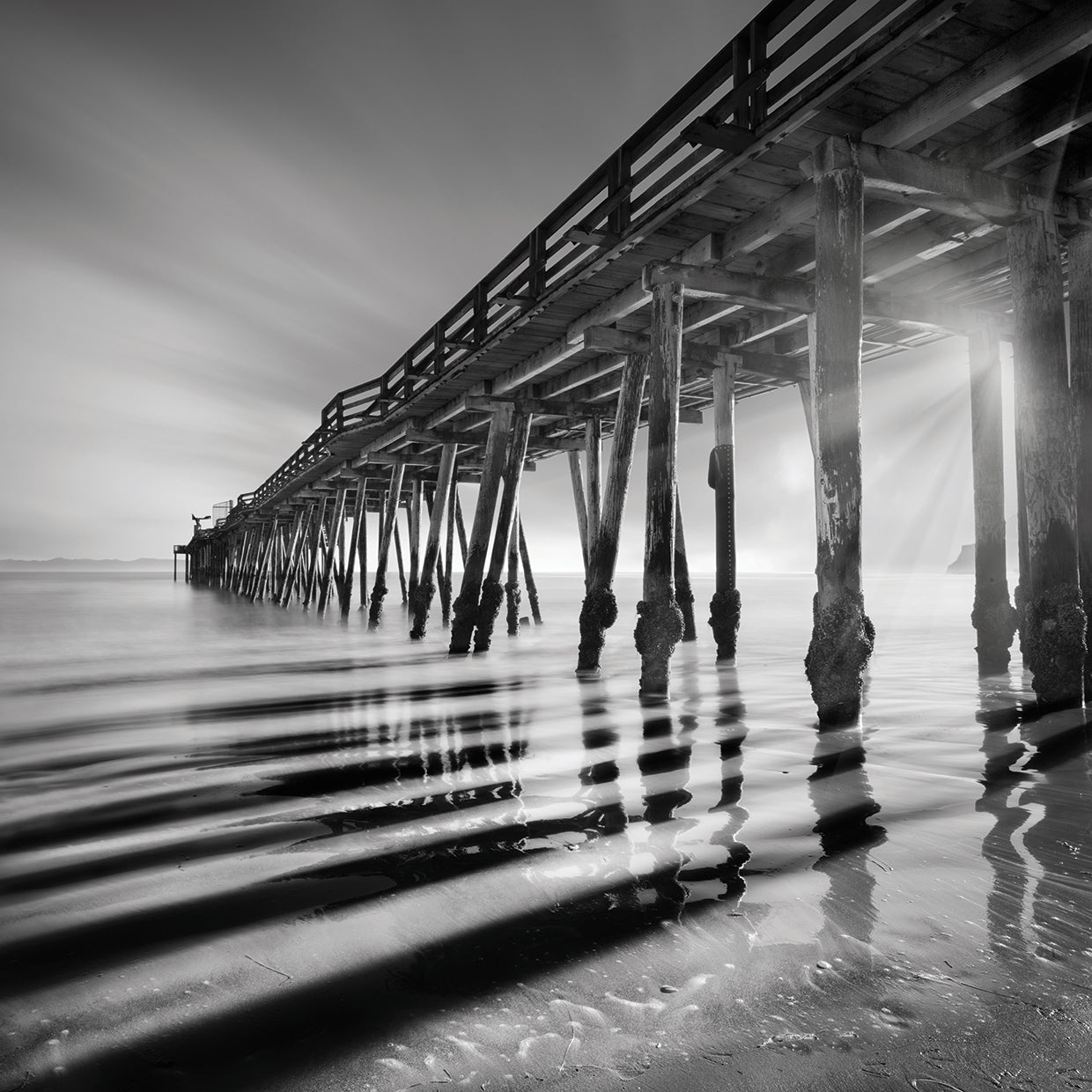 Pier and Shadows handcrafted art work on canvas or framed canvas prints by Moises Levy