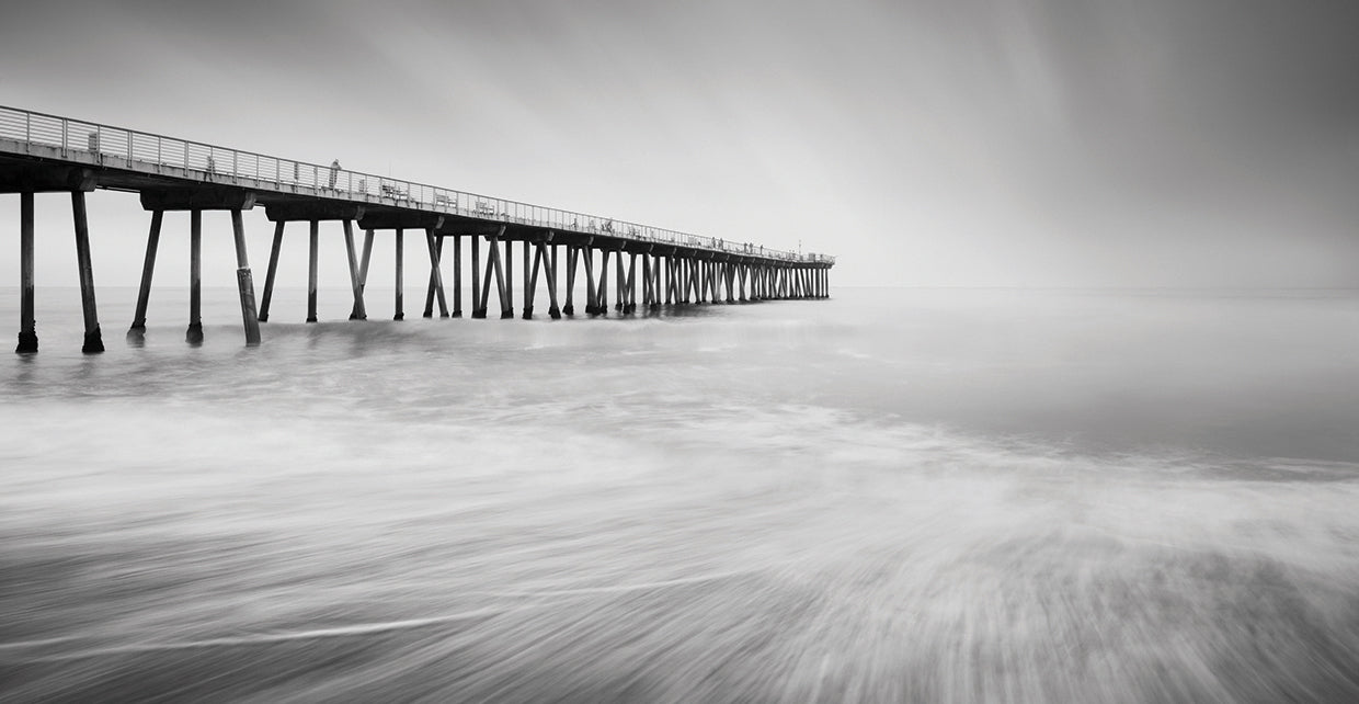 Hermosa Pier 2 handcrafted art work on canvas or framed canvas prints by Moises Levy