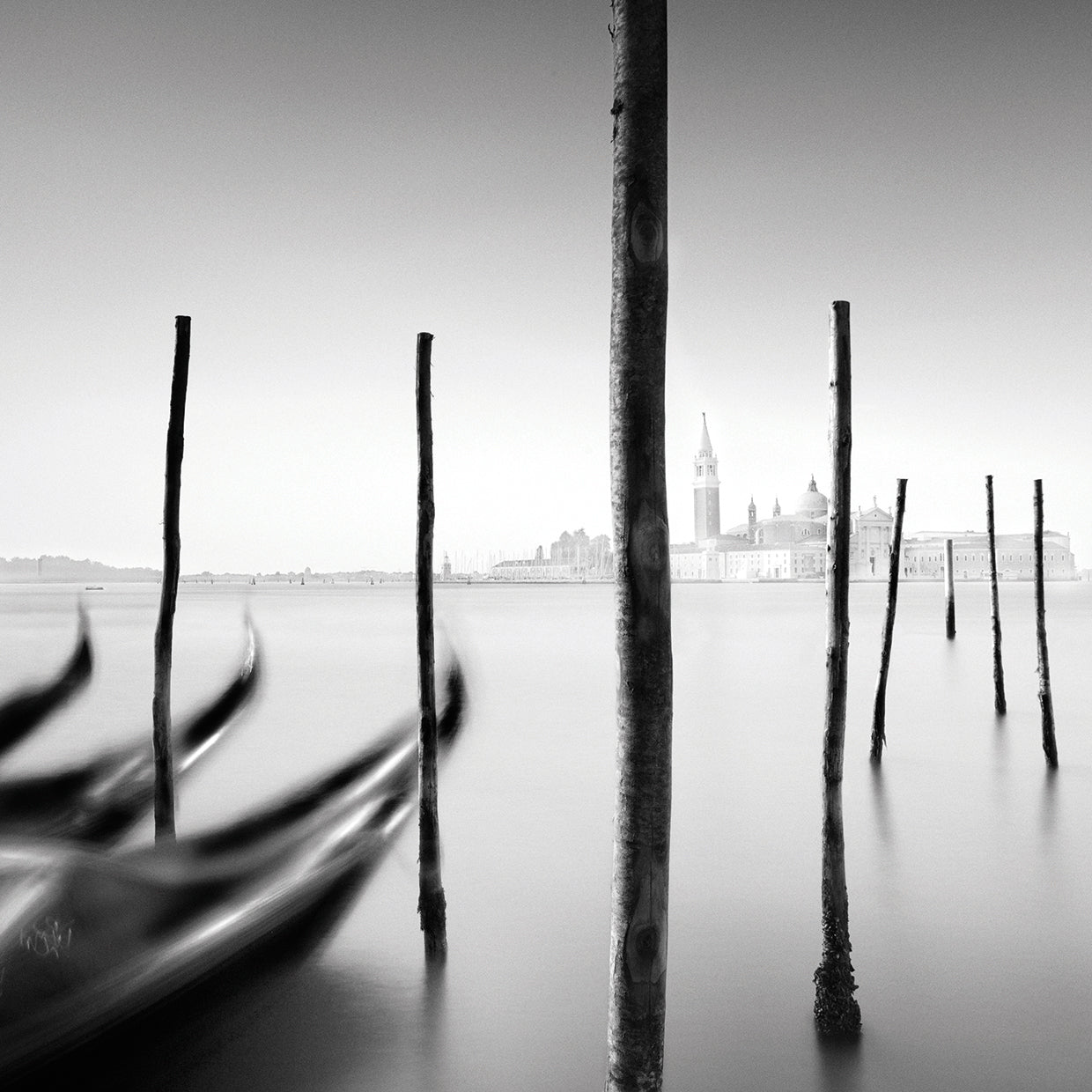 Gondolas And Poles handcrafted art work on canvas or framed canvas prints by Moises Levy