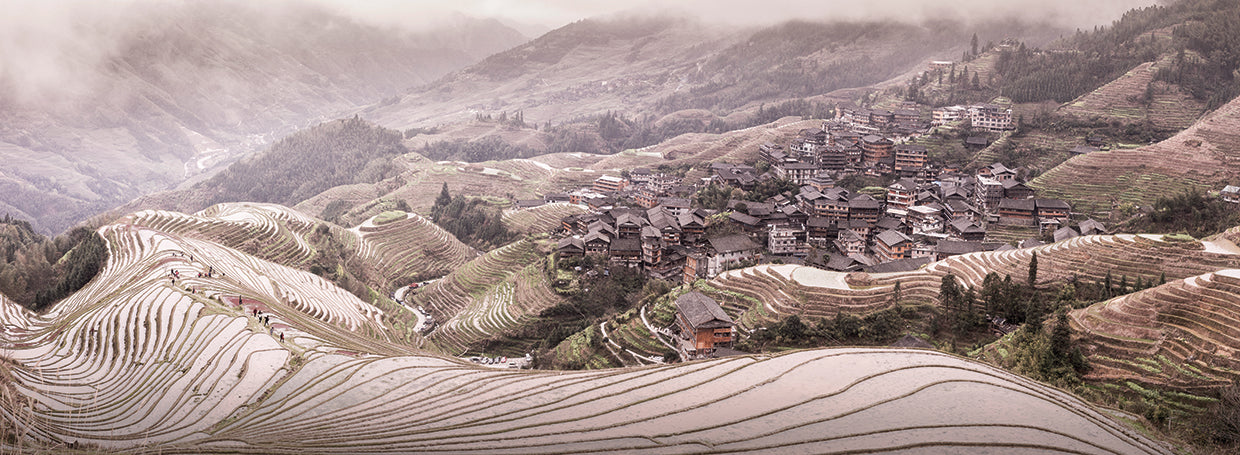 Rice Terraces 1 handcrafted art work on canvas or framed canvas prints by Moises Levy