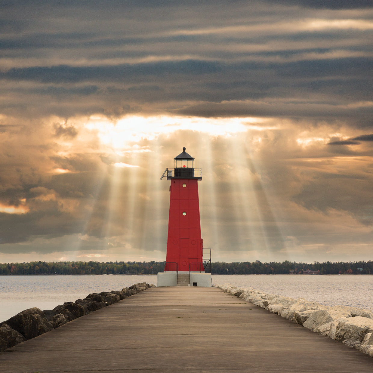 Manistique Lighthouse & Sunbeams, Manistique, Michigan '14