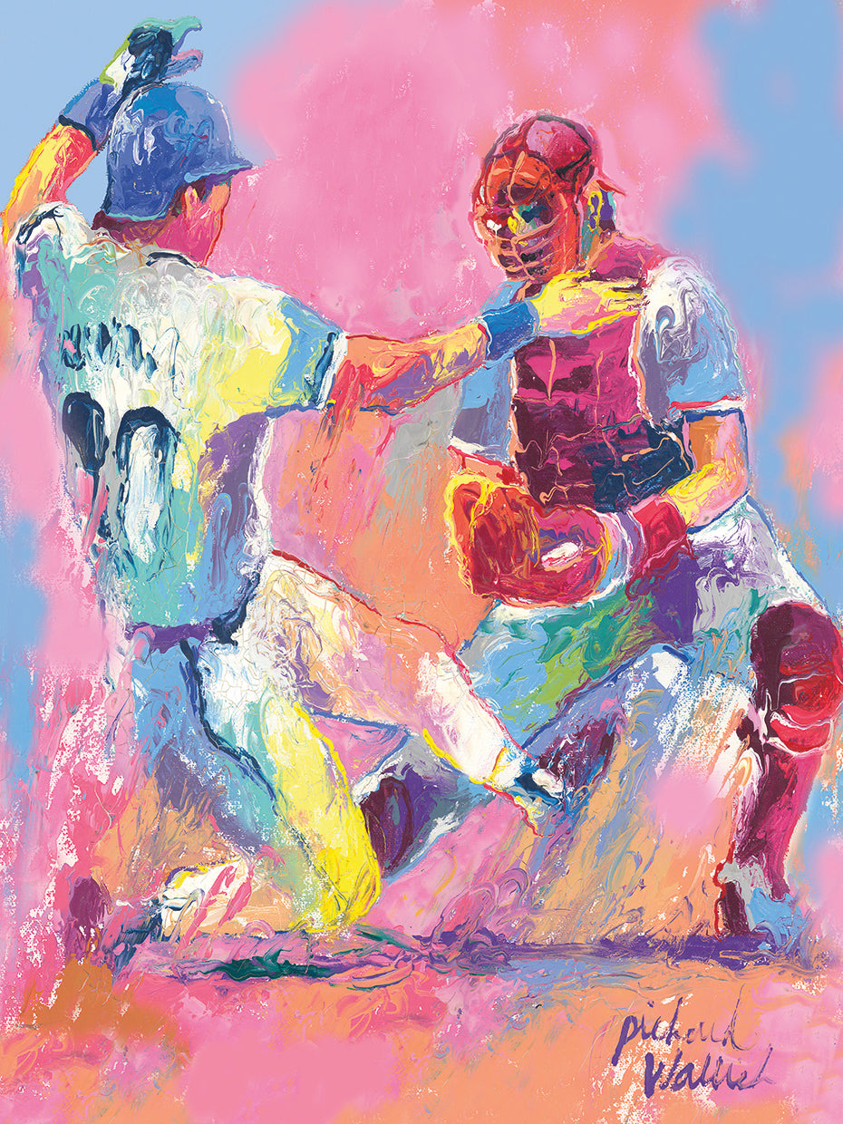 Baseball handcrafted art work on canvas or framed canvas prints by Richard Wallich