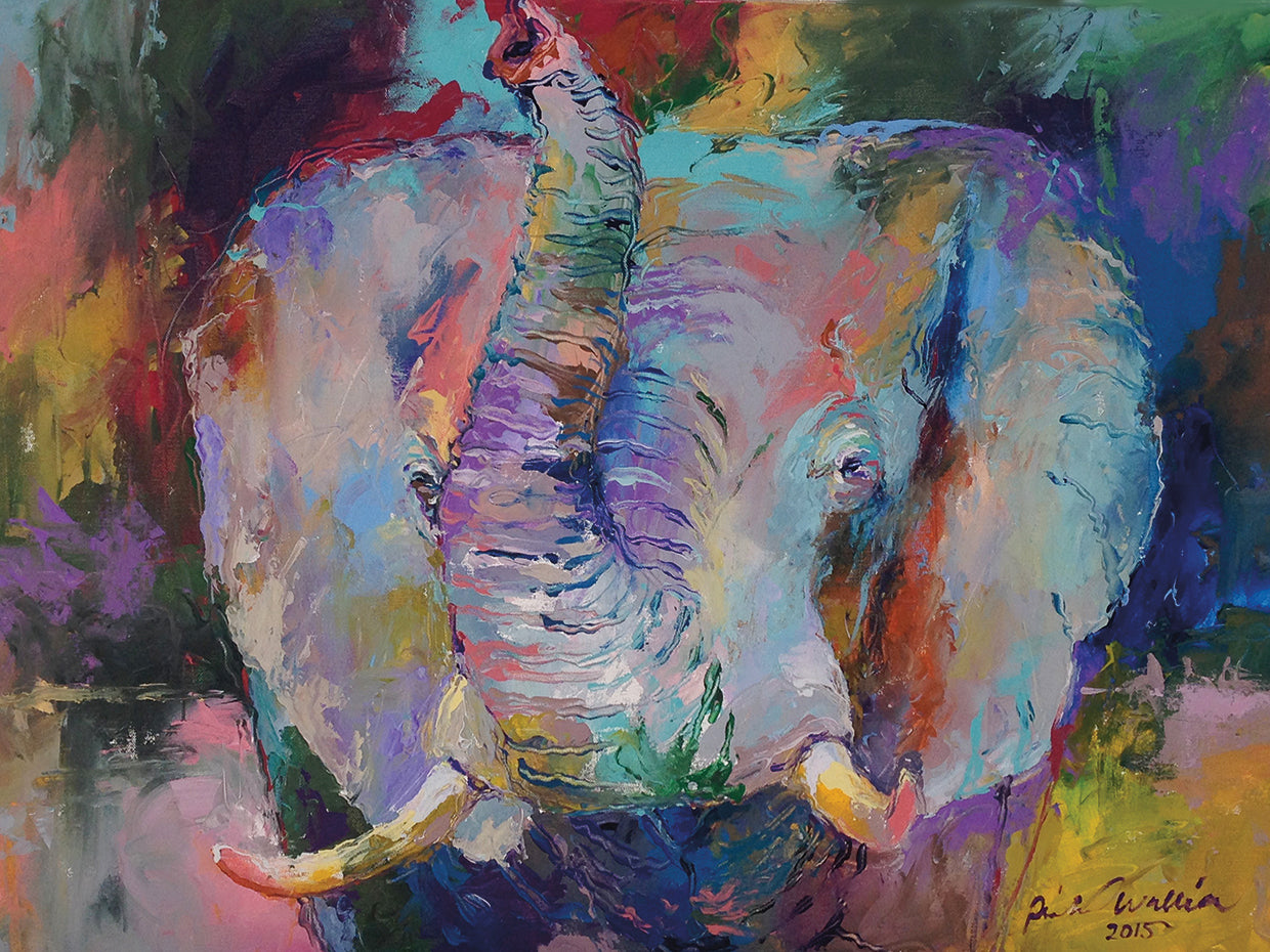 Elephant handcrafted art work on canvas or framed canvas prints by Richard Wallich