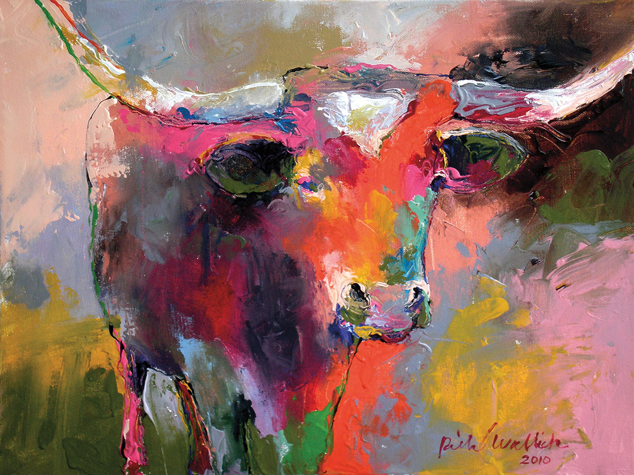 Texas Longhorn handcrafted art work on canvas or framed canvas prints by Richard Wallich