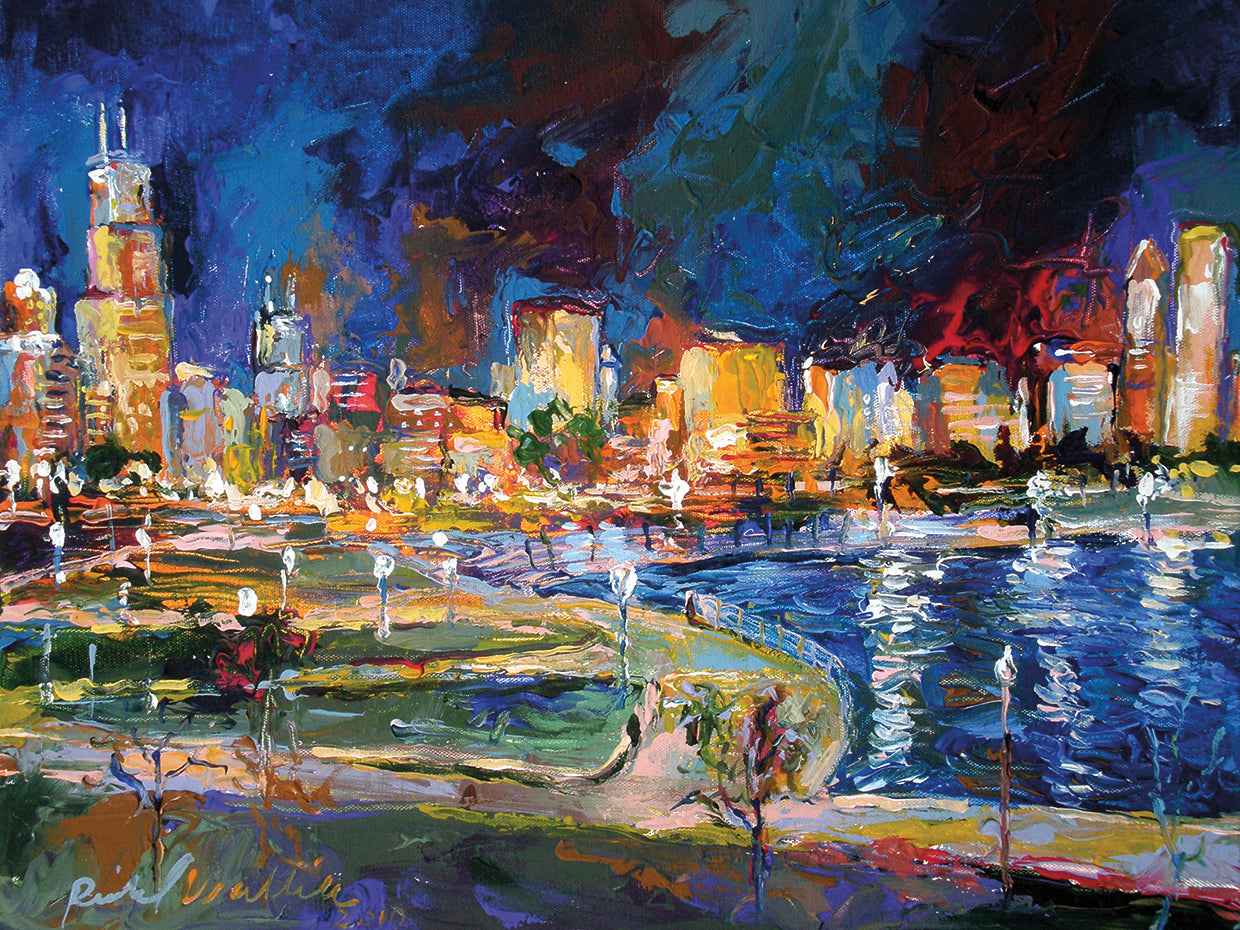 Chicago handcrafted art work on canvas or framed canvas prints by Richard Wallich