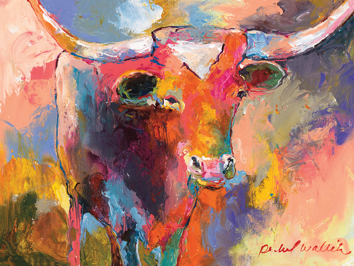 Steer handcrafted art work on canvas or framed canvas prints by Richard Wallich