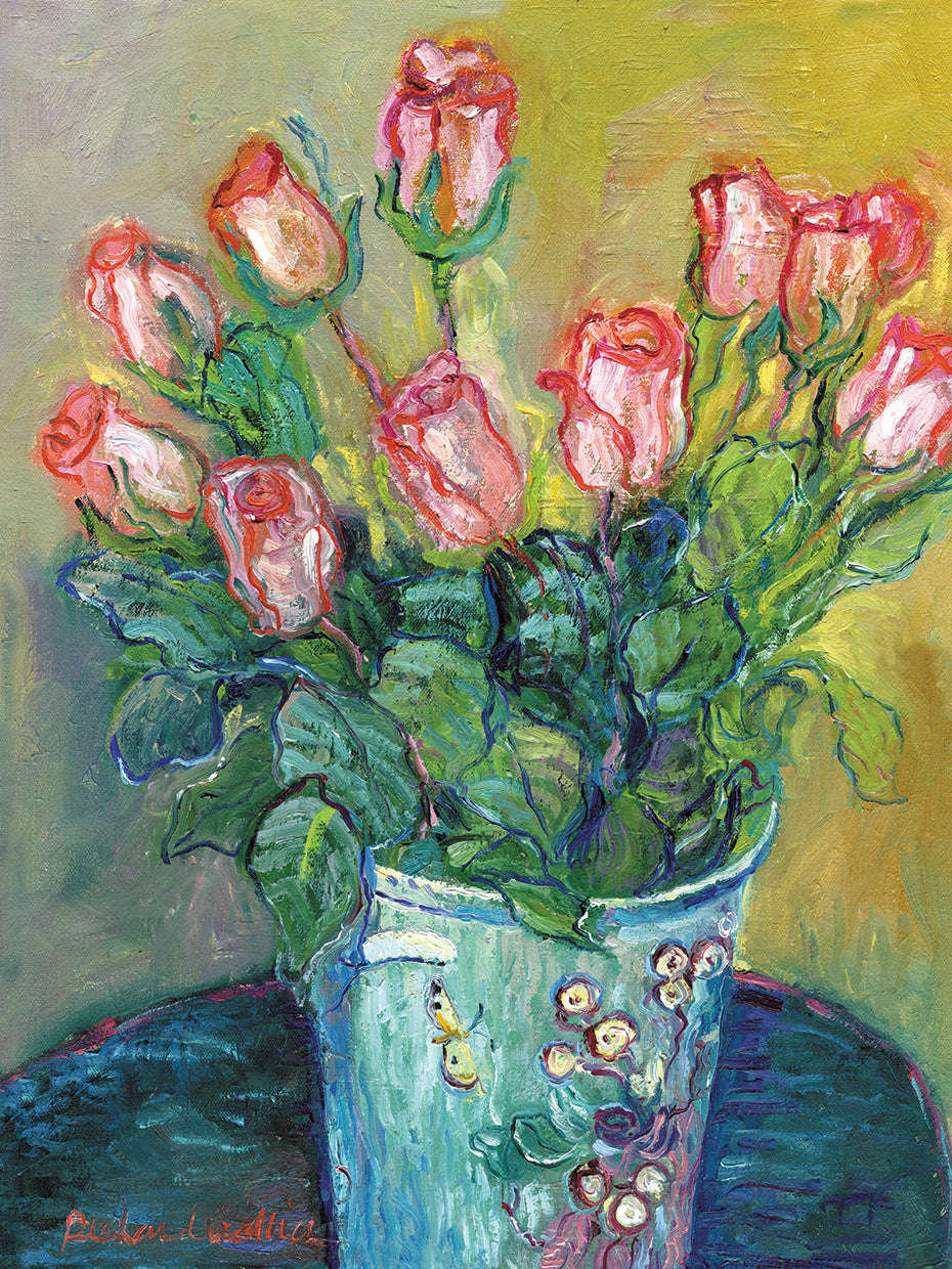 Flowers In A Vase handcrafted art work on canvas or framed canvas prints by Richard Wallich