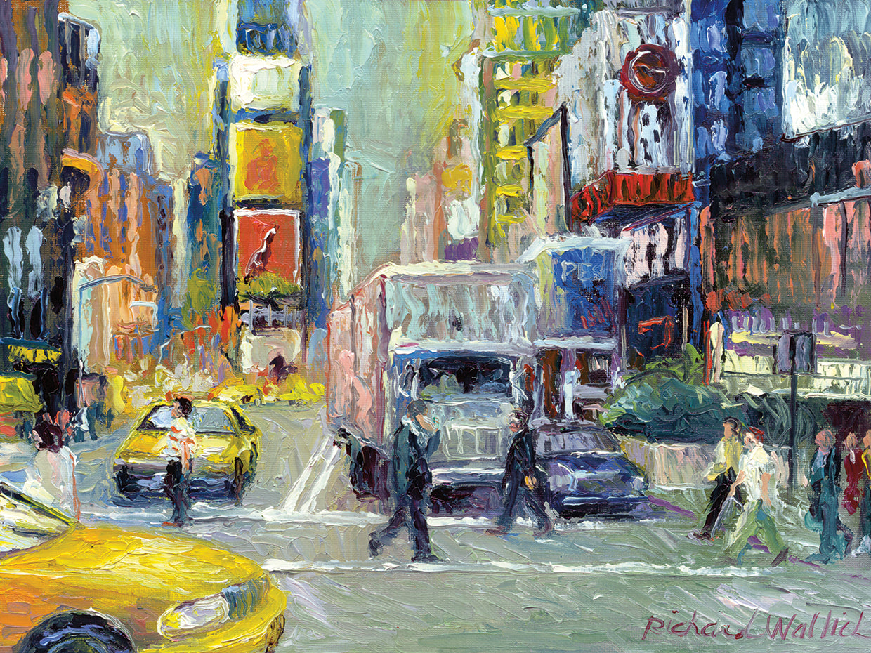 Times Square handcrafted art work on canvas or framed canvas prints by Richard Wallich