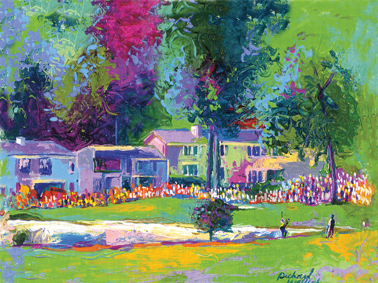 Golf Hole 1 handcrafted art work on canvas or framed canvas prints by Richard Wallich