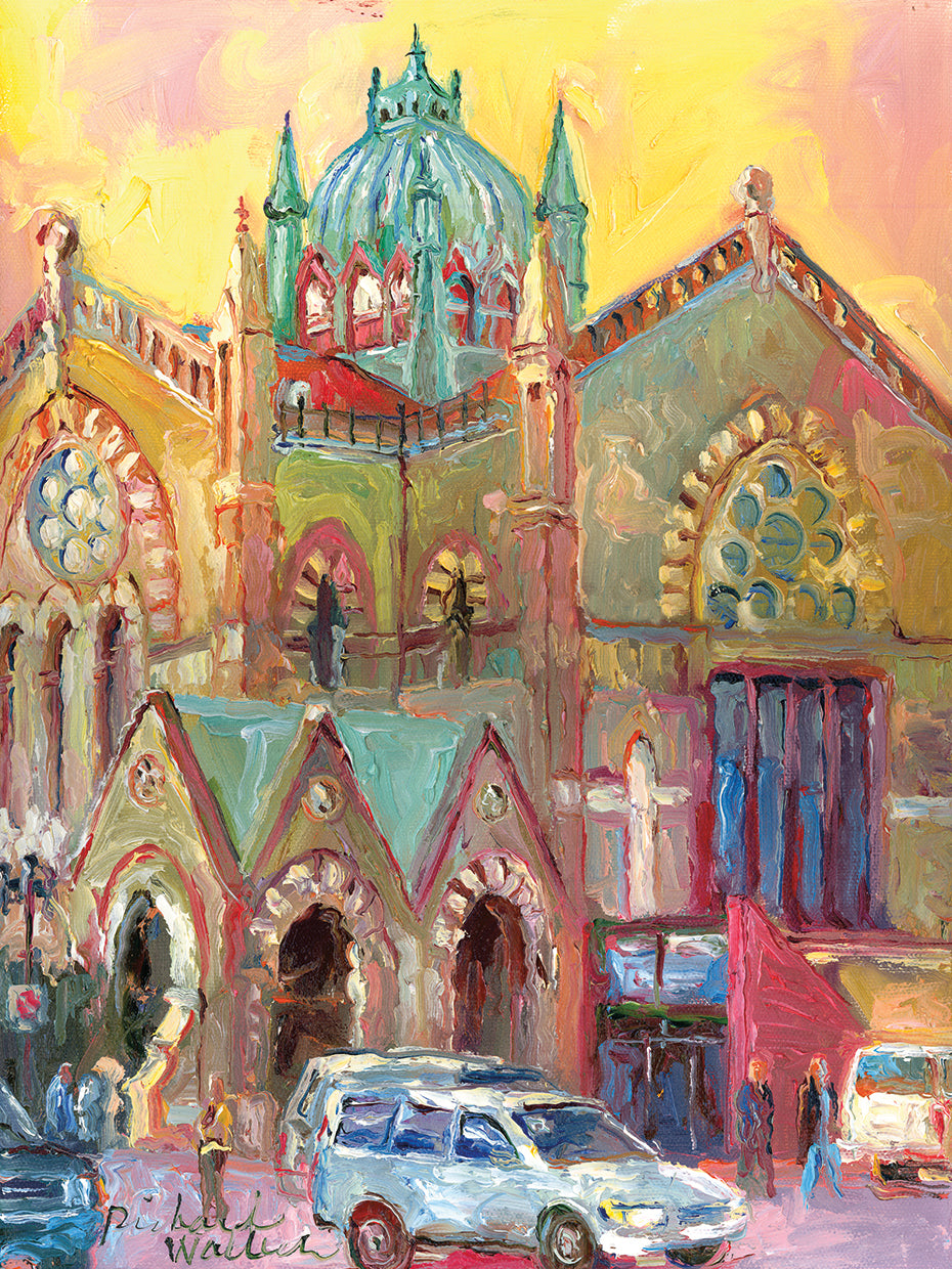 Church handcrafted art work on canvas or framed canvas prints by Richard Wallich