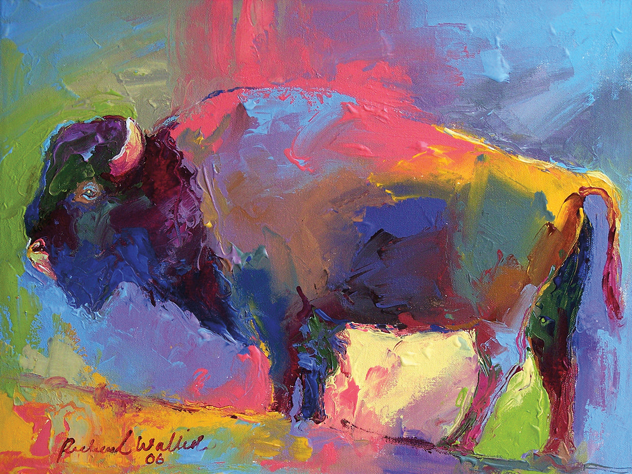 Buffalo handcrafted art work on canvas or framed canvas prints by Richard Wallich