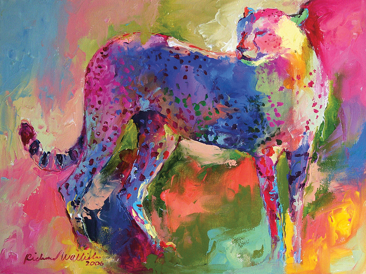 Cheetah 2 handcrafted art work on canvas or framed canvas prints by Richard Wallich