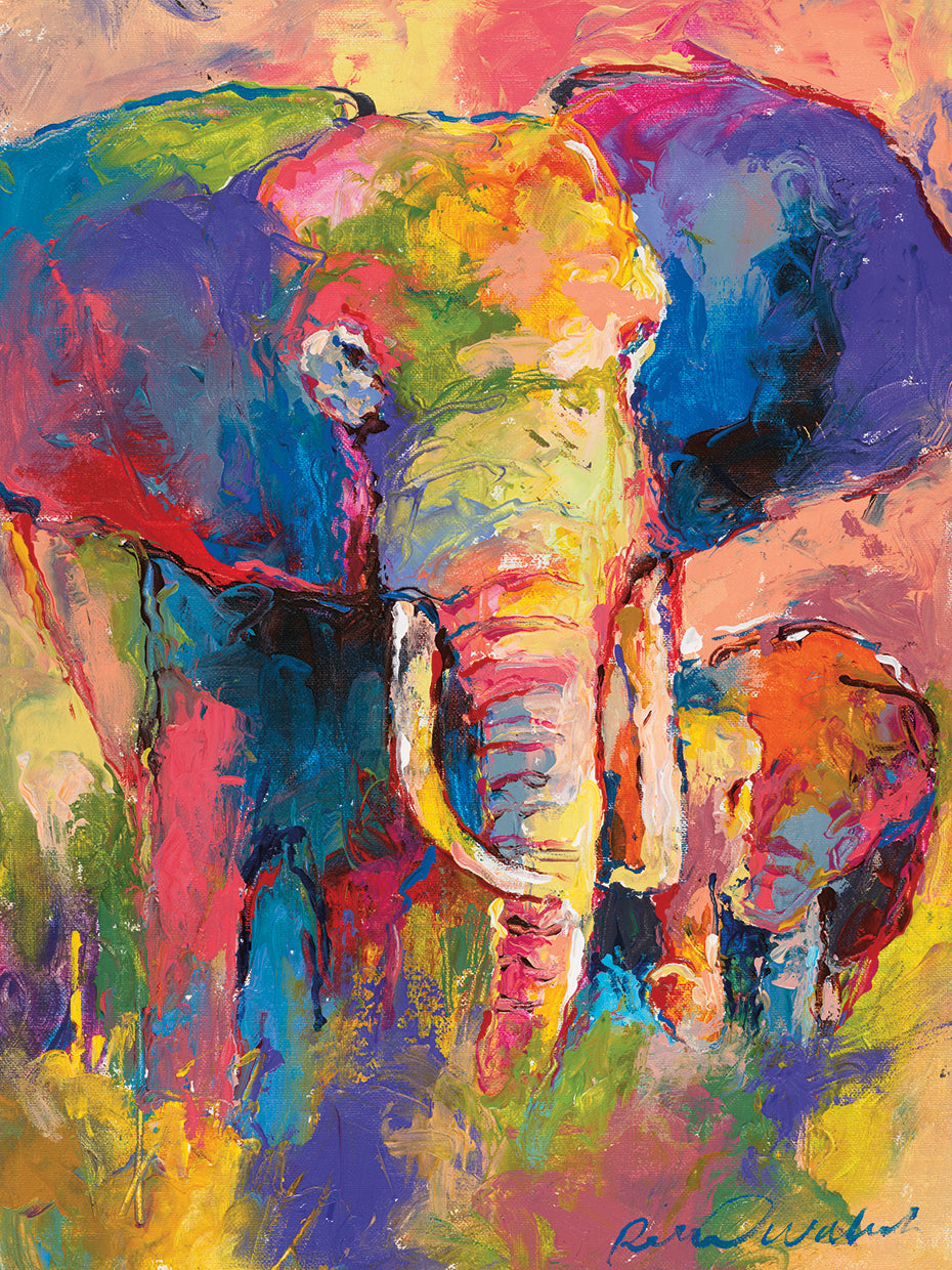 Elephant 1 handcrafted art work on canvas or framed canvas prints by Richard Wallich