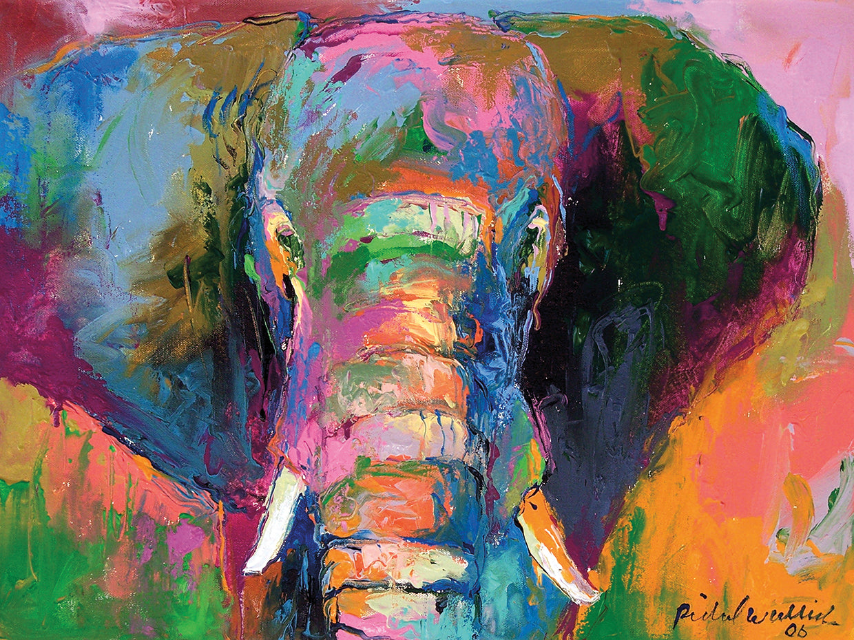 Elephant 2 handcrafted art work on canvas or framed canvas prints by Richard Wallich