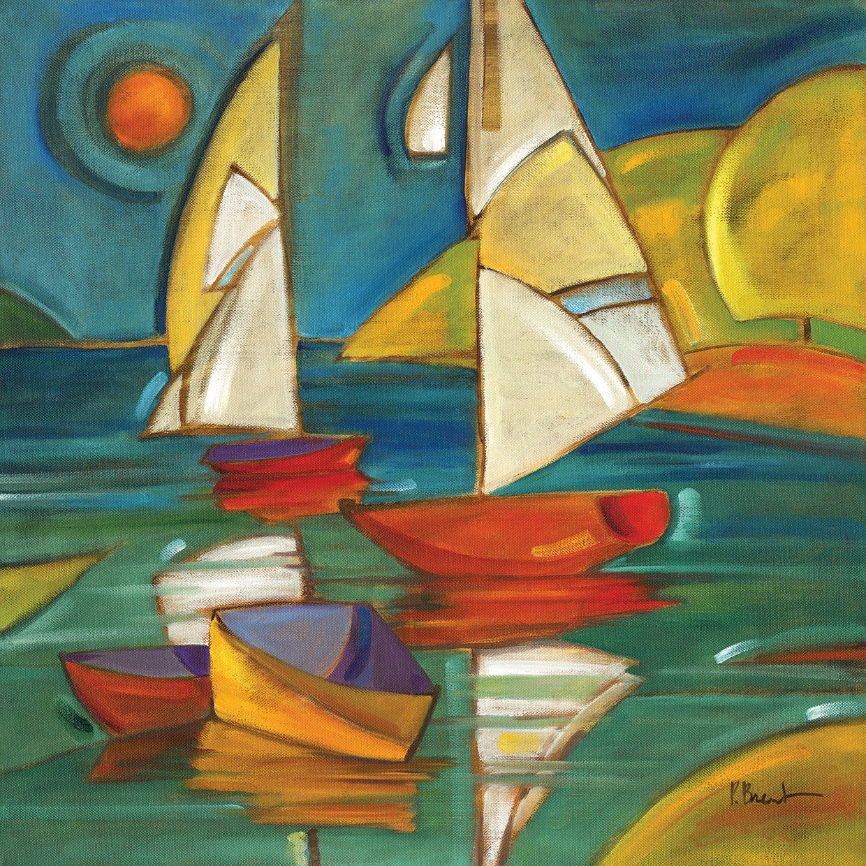 Portofino Boats by Paul Brent - best quality handcrafted wall art work on large canvas & framed canvas prints