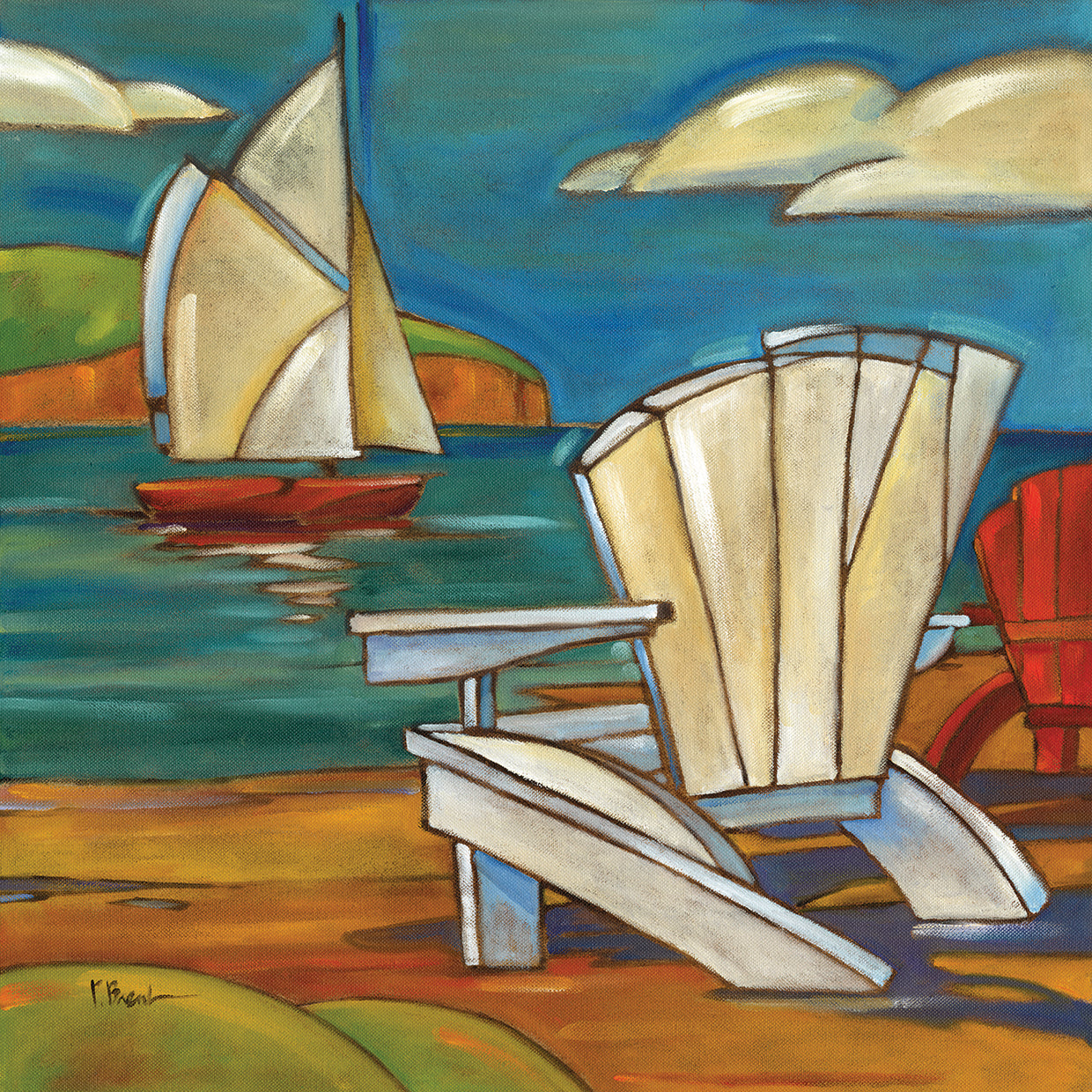 Portofino Beach Chair by Paul Brent - lowest price wall art work on large canvas & framed canvas prints