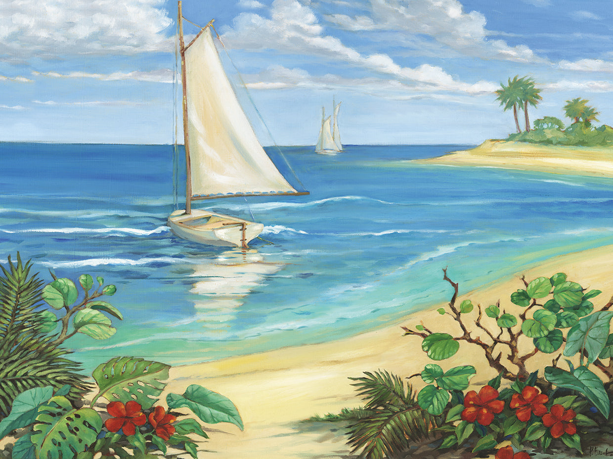 Plantation Key - Sailboat by Paul Brent - museum quality wall art work on large canvas & framed canvas prints