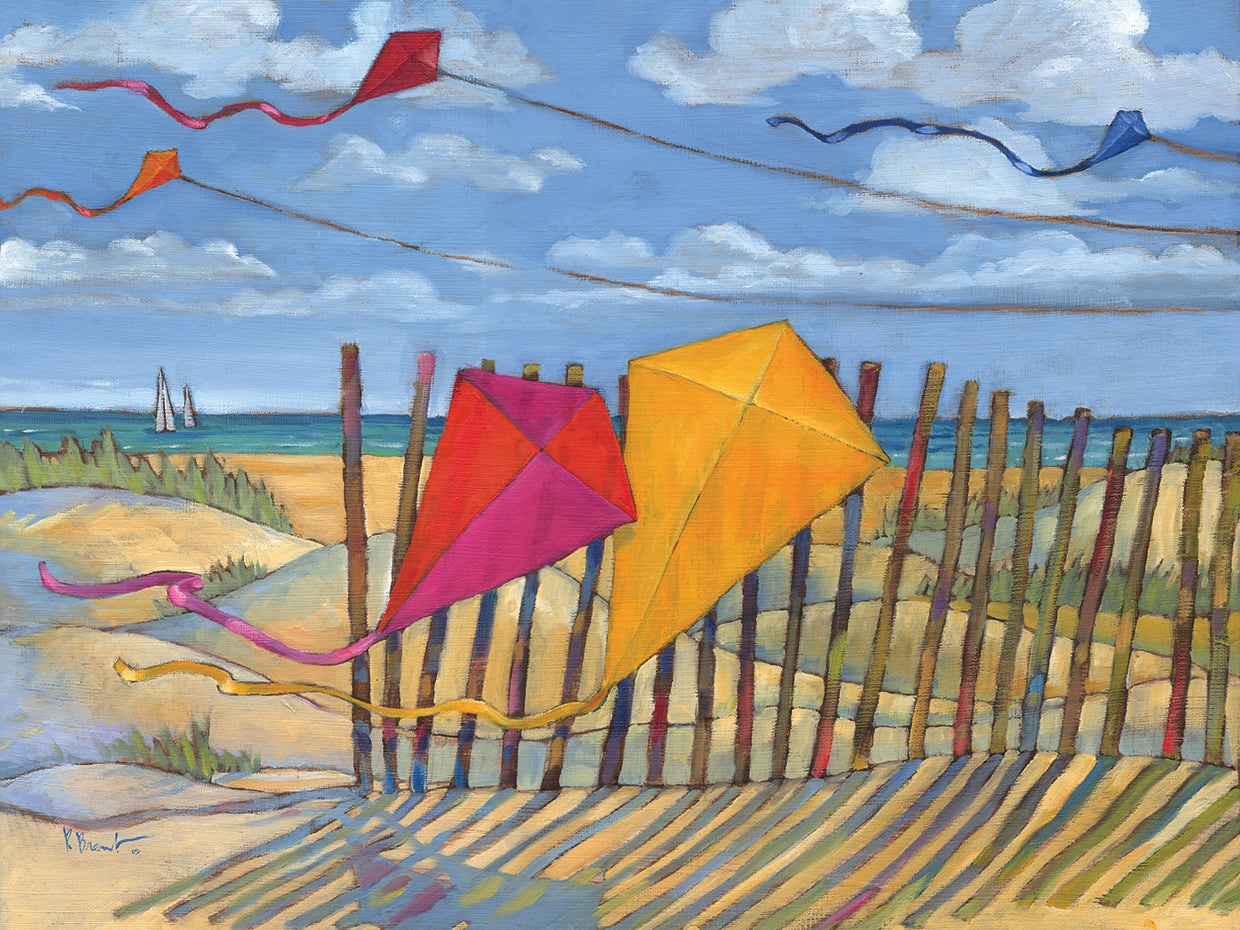 Beach Kites II by Paul Brent - best quality handcrafted wall art work on large canvas & framed canvas prints