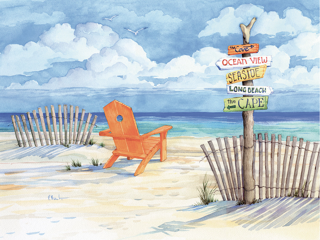Beach Signs - Oceanview by Paul Brent - lowest price wall art work on large canvas & framed canvas prints