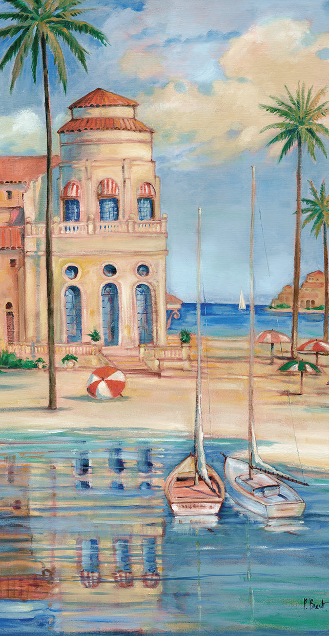 Mediterranean Beach Club I by Paul Brent - museum quality wall art work on large canvas & framed canvas prints