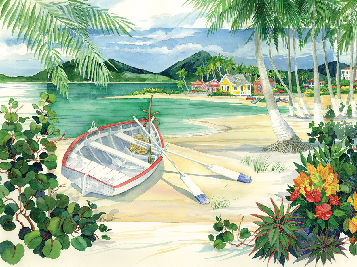 Island Boat by Paul Brent - best quality handcrafted wall art work on large canvas & framed canvas prints