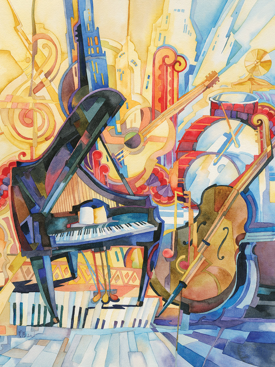 Big City Music - Piano by Paul Brent - highest quality handcrafted wall art work on large canvas & framed canvas prints