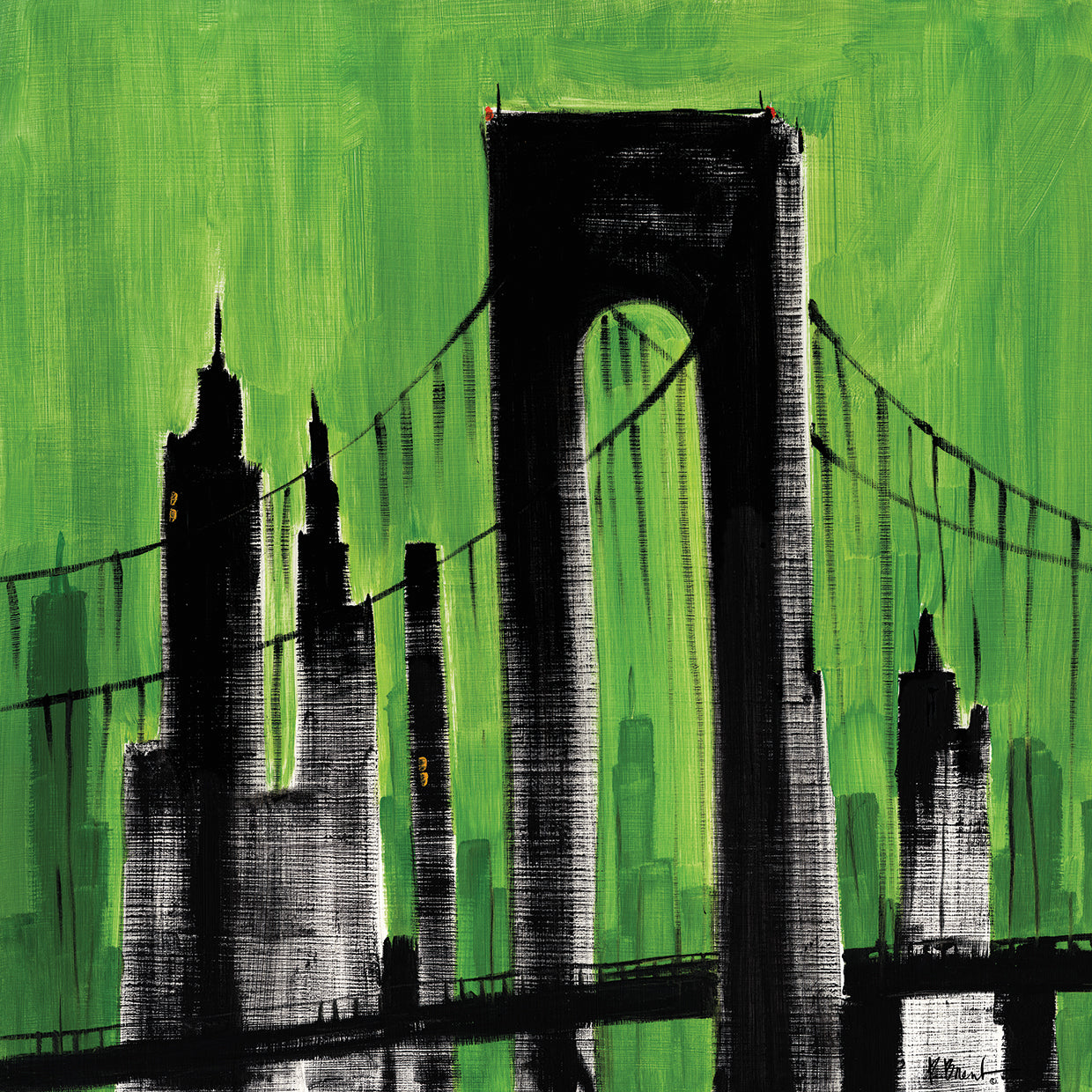 Cityscape Green by Paul Brent - larger sizes handcrafted wall art work on large canvas & framed canvas prints