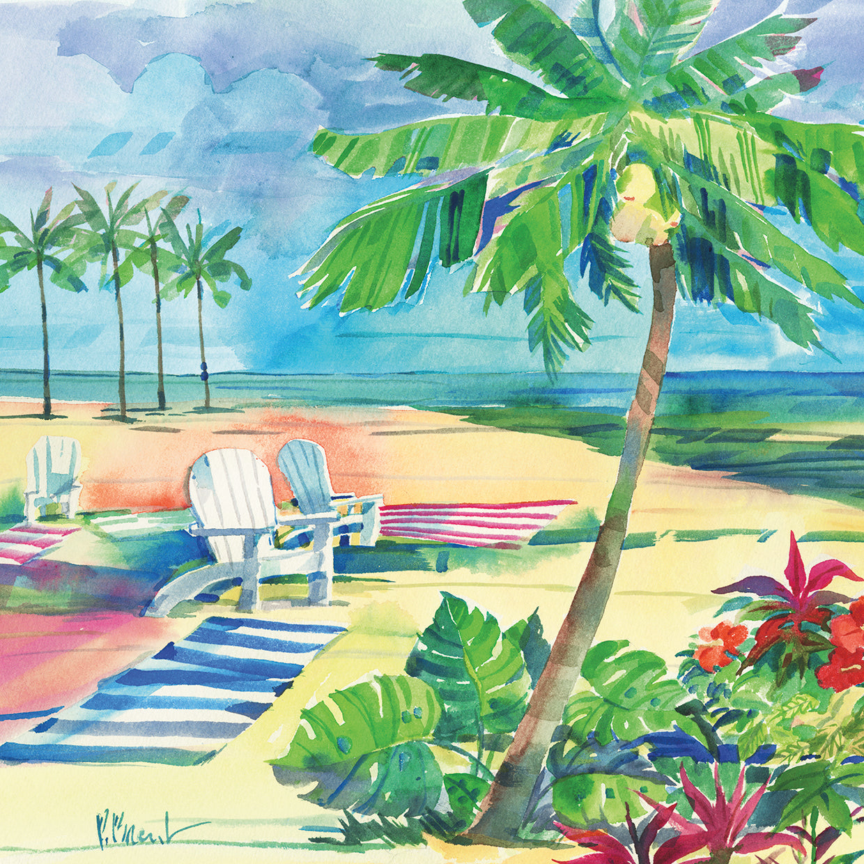 Ventura Beach Square II by Paul Brent - museum quality wall art work on large canvas & framed canvas prints