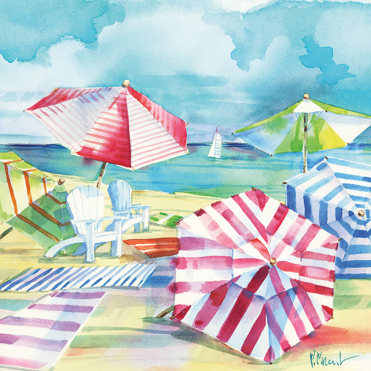 Ventura Beach Square III by Paul Brent - highest quality handcrafted wall art work on large canvas & framed canvas prints