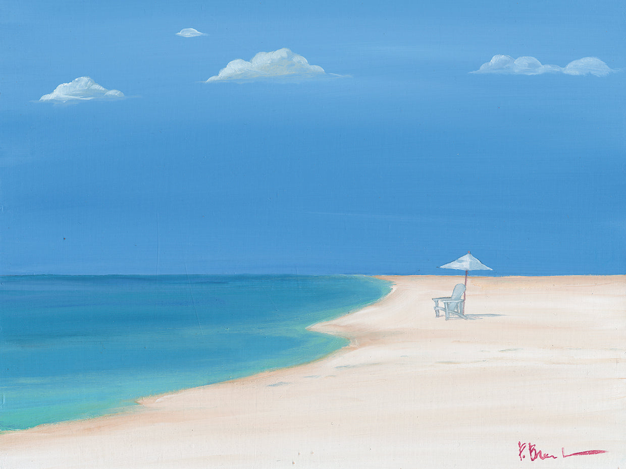 Tranquility Bay and Beach Chair by Paul Brent - handcrafted wall art work on large canvas & framed canvas prints, made to order