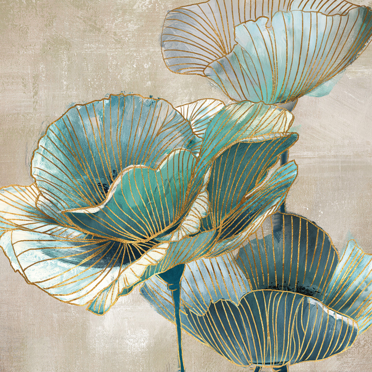 Arte en lienzo Aqua Blooms I