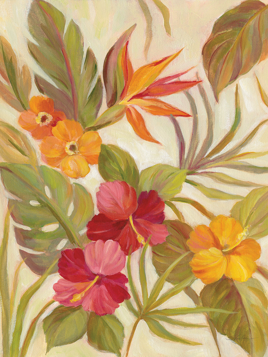 Coral Tropical Floral I by Silvia Vassileva - museum quality wall art work on large canvas & framed canvas prints