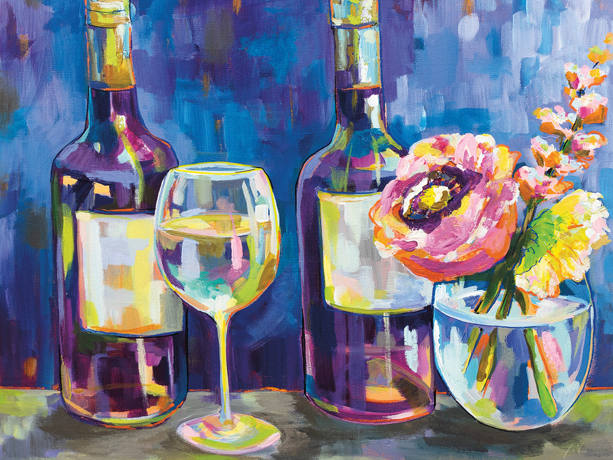 Floral Party by Jeanette Vertentes - museum quality wall art work on large canvas & framed canvas prints