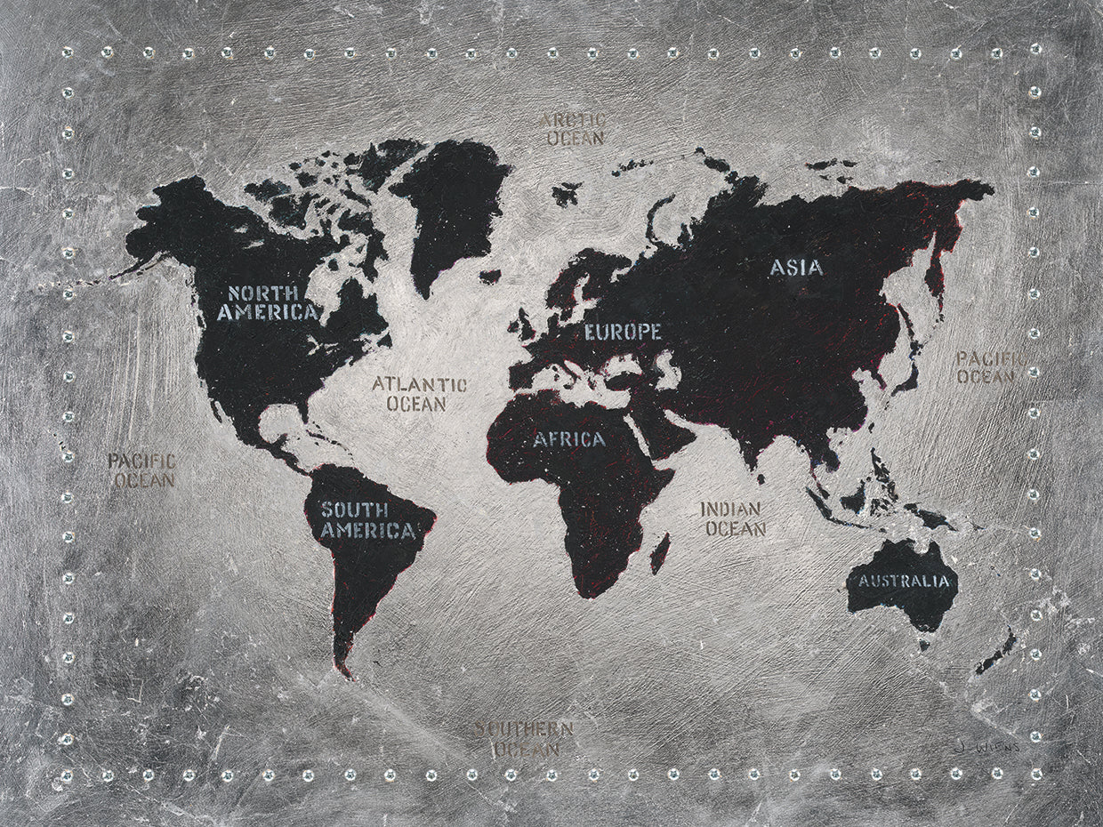 Arte de la lona del mapa del mundo que remacha