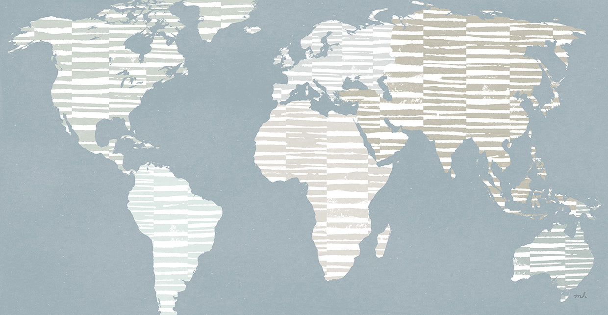 Calm World Map Crop by Moira Hershey - best quality handcrafted wall art work on large canvas & framed canvas prints