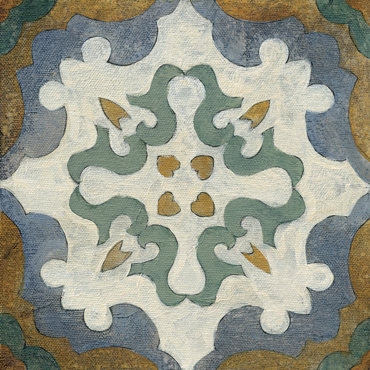Old World Tile VI by Silvia Vassileva - best quality handcrafted wall art work on large canvas & framed canvas prints
