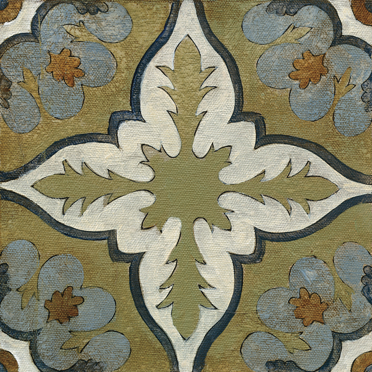 Old World Tile II by Silvia Vassileva - handcrafted wall art work on large canvas & framed canvas prints, made to order