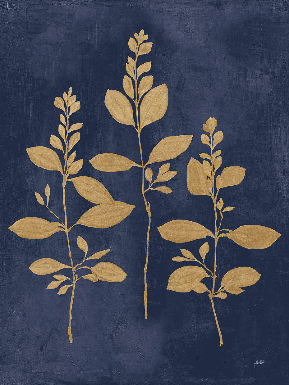 Botanical Study IV Gold Navy