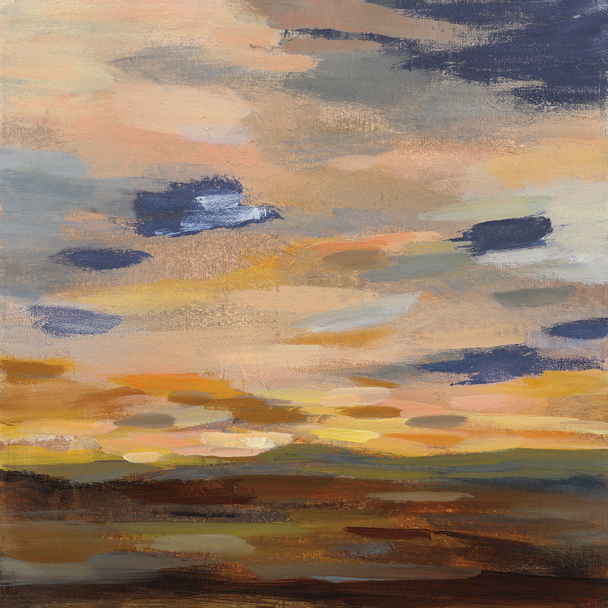 High Desert Sky III Navy by Silvia Vassileva - larger sizes handcrafted wall art work on large canvas & framed canvas prints