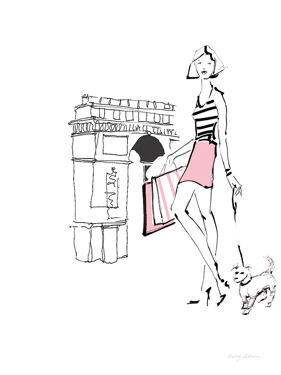 French Chic II Pink on White No Words