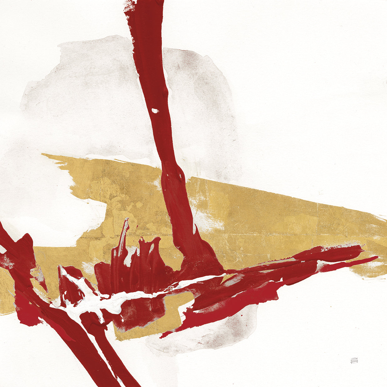 Red Gold IV by Chris Paschke is a bold and colorful abstract painting printed on canvas or framed canvas