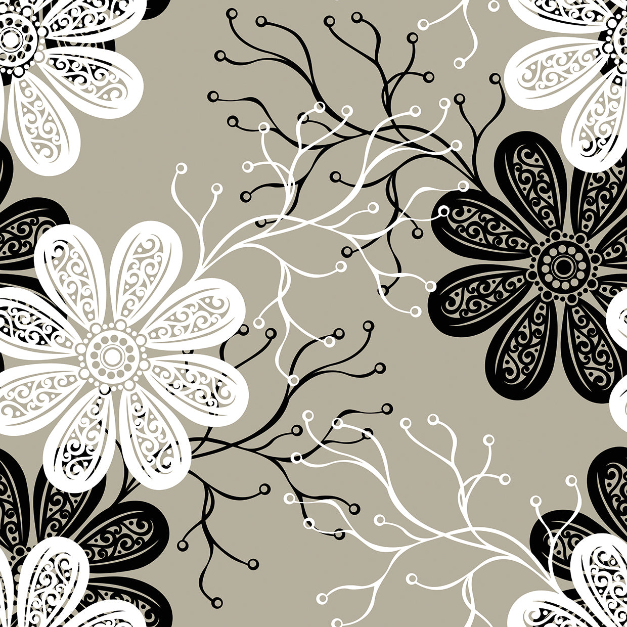 Cuadro en lienzo Groovy Grey Blooms