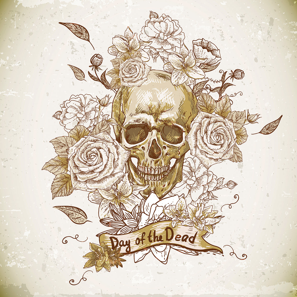Day of the Dead Rose Skull