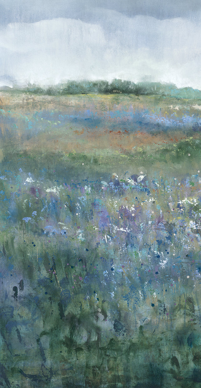 Blue Meadow by K. Nari - handcrafted wall art work on large canvas & framed canvas prints, made to order