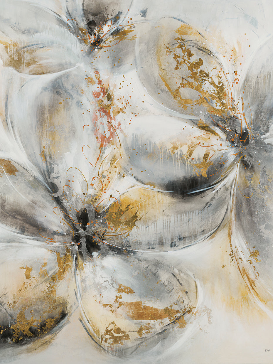 Silver Petals by K. Nari - lowest price wall art work on large canvas & framed canvas prints