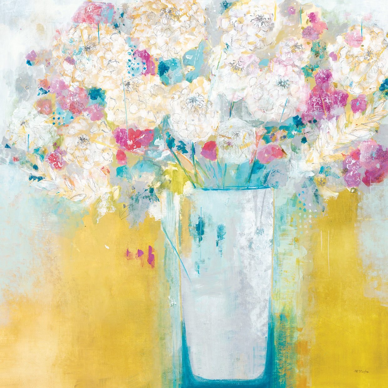 Morning Flowers by Jill Martin - museum quality wall art work on large canvas & framed canvas prints