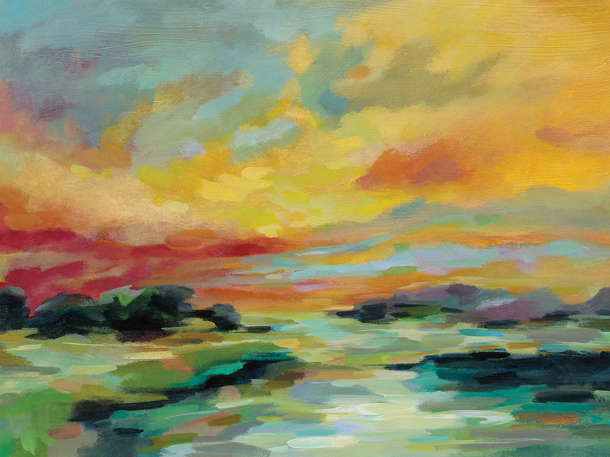 July Sunset by Silvia Vassileva - larger sizes handcrafted wall art work on large canvas & framed canvas prints