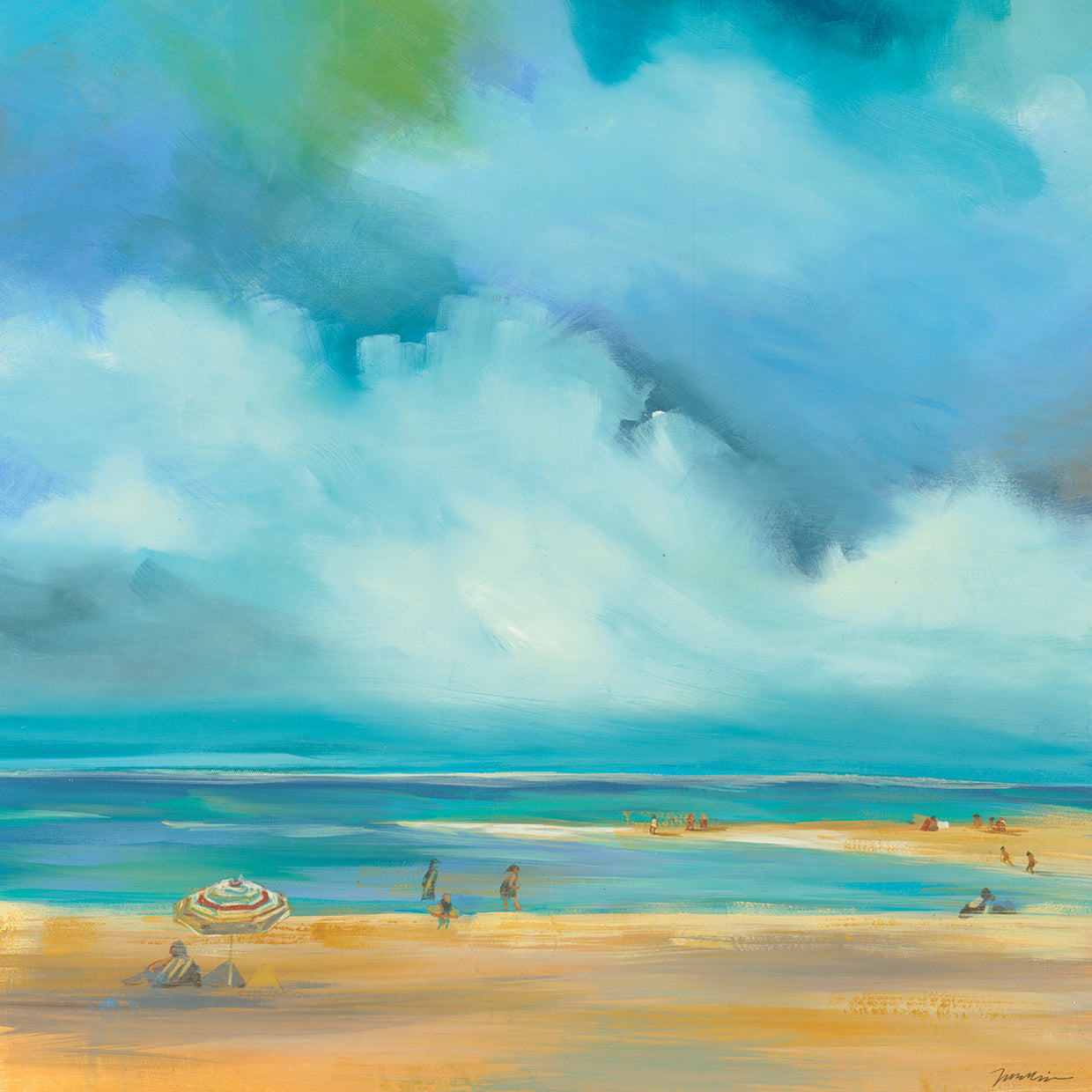 Sun Bathers I by Liz Jardine - top quality wall art work on large canvas & framed canvas prints